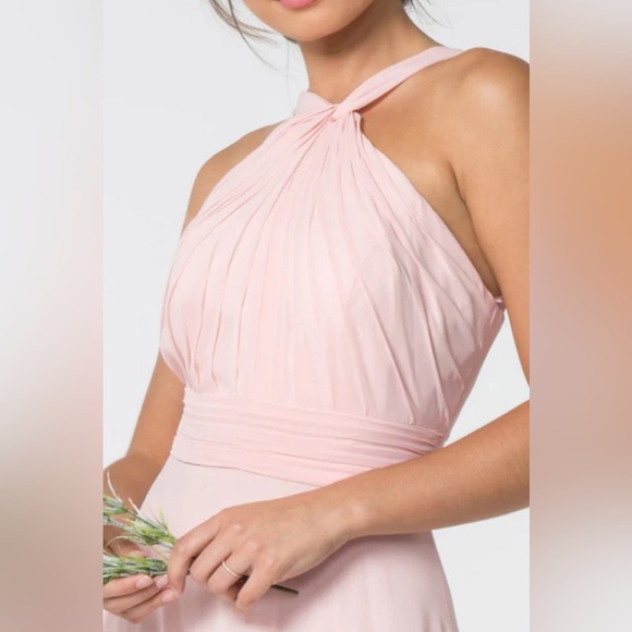 AZAZIE Peach Pink Halter Dress Long Maxi Chiffon Bridesmaid A Line Wedding 4 - Picture 2 of 16